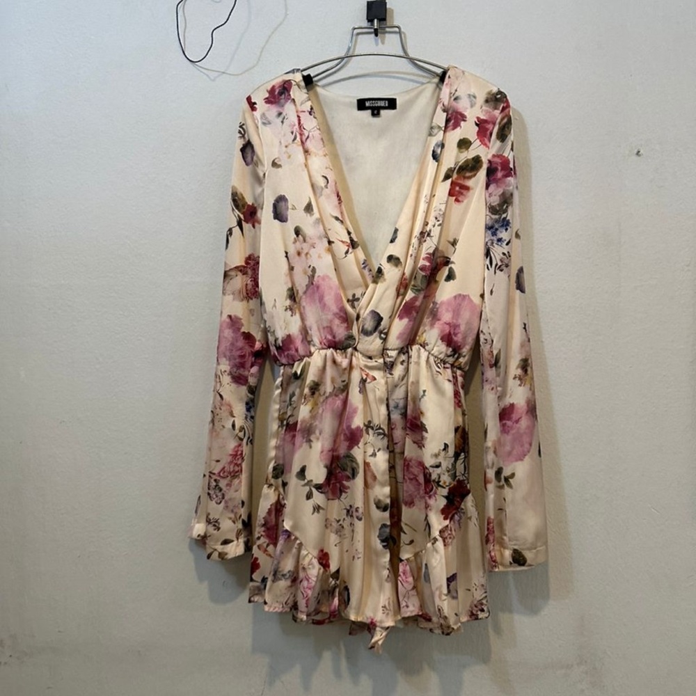 Missguided Floral Cream Jumpsuit